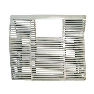 VINTAGE Large Dove Grey Slatted Bamboo Birdcage Tote Bag - RARE